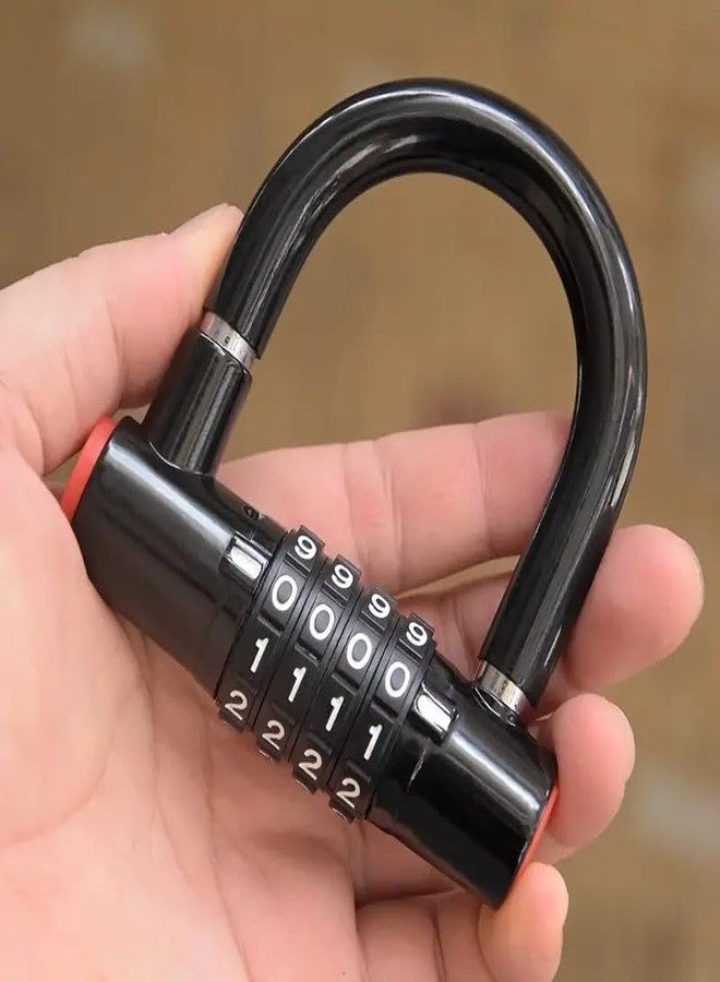 Divik Bike Lock 4 Digit, Heavy Duty Keyless Number Lock with 4-Digit Code, Waterproof Anti-Theft Resettable Password U-Lock for Motorbike, Bicycle, Scooter, Gym, School, Gate & Locker (1Pcs) - Image 1